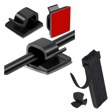IBRIQO® 60 Clips Adhesivos Negros Sujeta Cables y 10 Bridas
